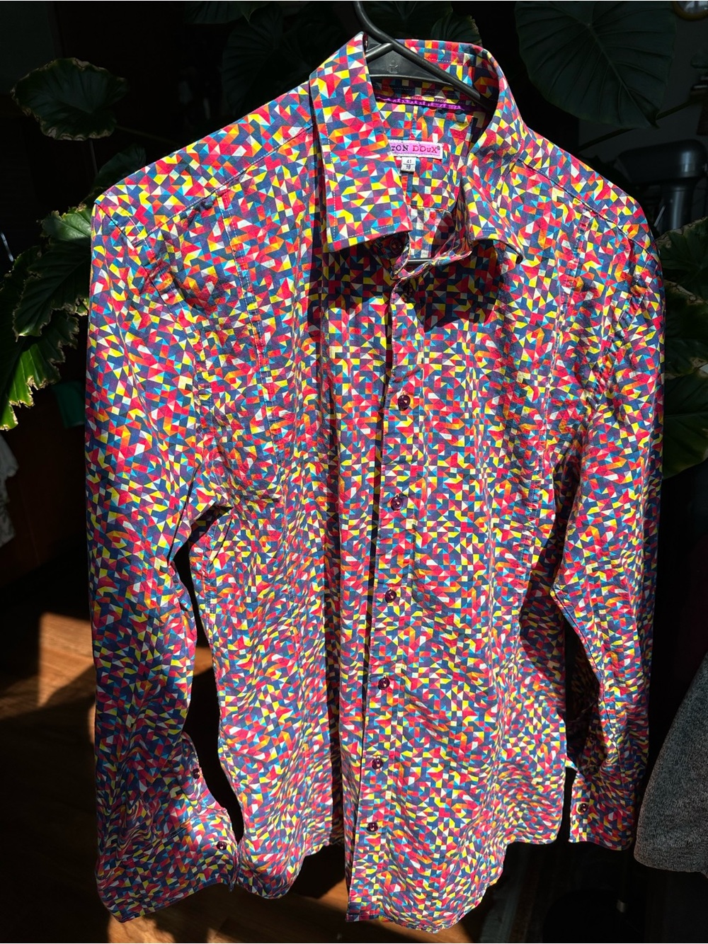 Men's Bright Multi-Color Geometric Button-Down Shirt - Coton Doux Paris